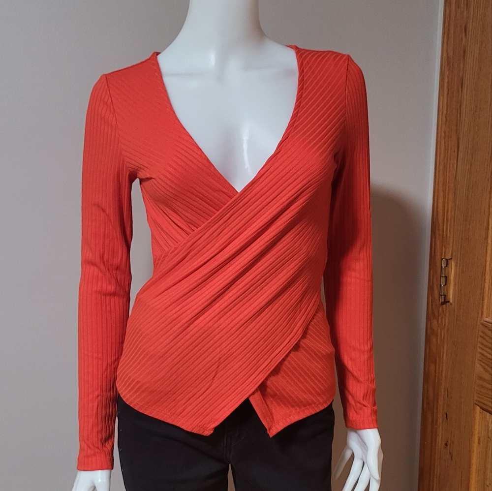 H&M size S orange long sleeve top.
